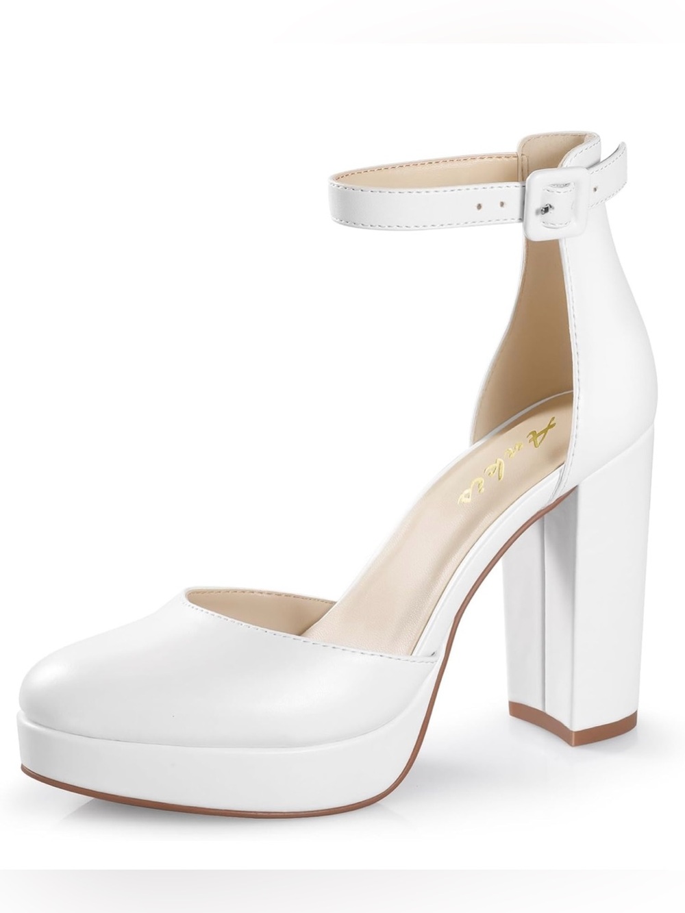 Ankis White Platform 4” Closed Round Toe Heels - Size 11 Women